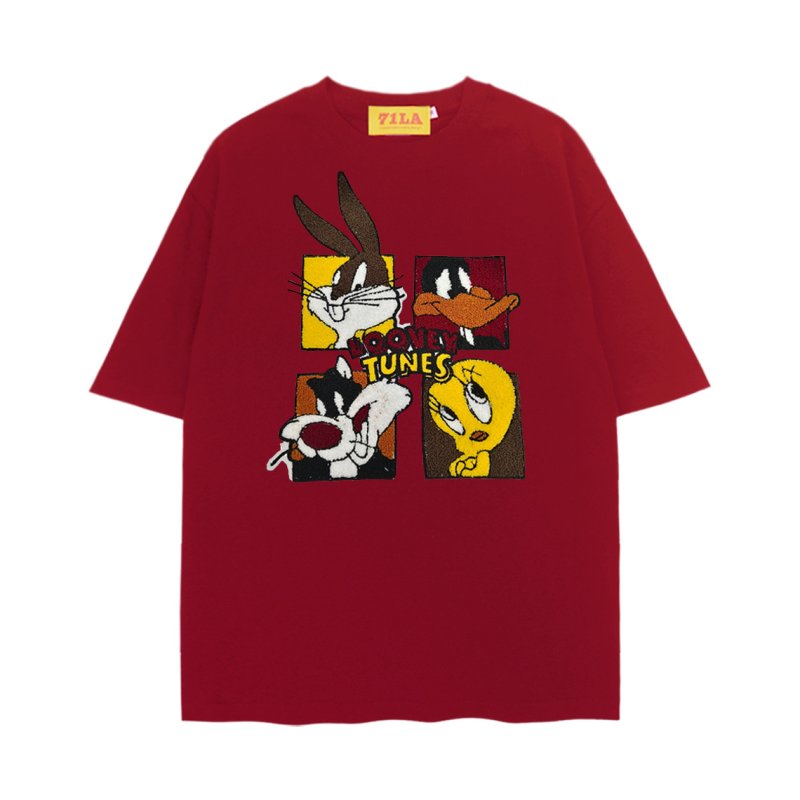 画像3: unisex Looney Tunes Bugs Bunny Box Embroidery Short Sleeve T-Shirt  ルーニーテューンズ .バックスバニーボックス 刺繍 半袖ラウンドネック Tシャツ ユニセックス 男女兼用 (3)