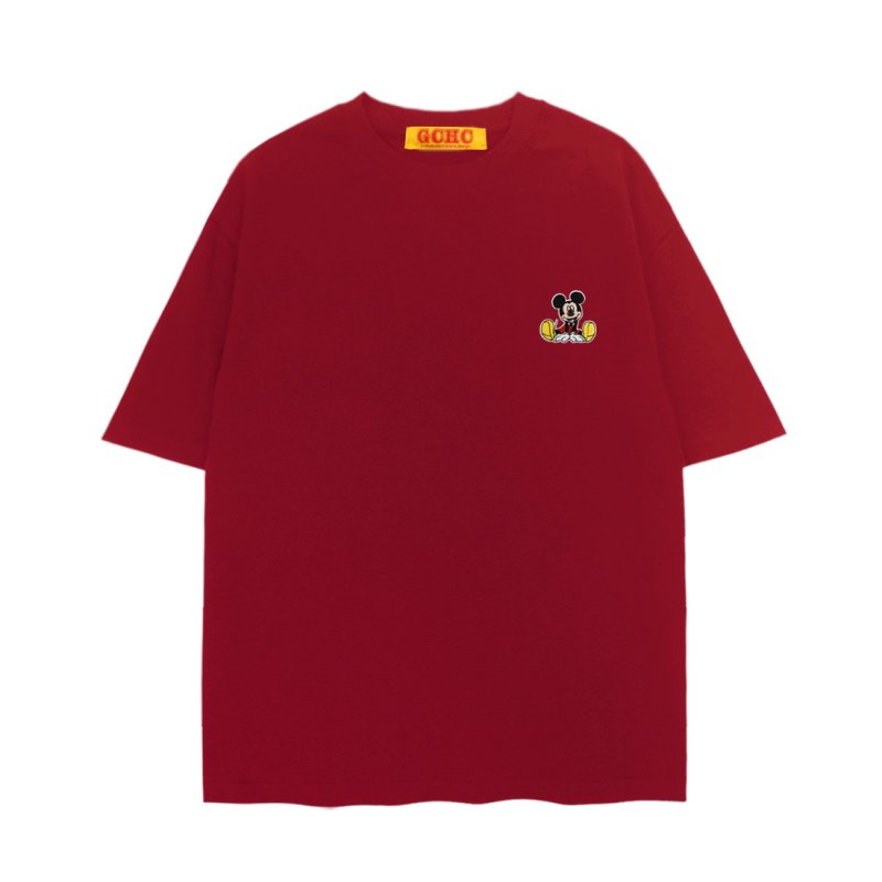 画像4: unisex Mickey Mouse one-point embroidery Short Sleeve T-Shirt  　　ミッキーマウス ワンポイント 刺繍 半袖ラウンドネック Tシャツ ユニセックス 男女兼用 (4)