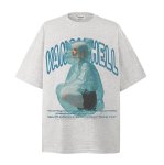 画像1: unisex High Street Beautiful Girl Photo Print Short Sleeve T-Shirt  　　ハイストリート美少女フォトプリント 半袖ラウンドネック Tシャツ ユニセックス 男女兼用 (1)