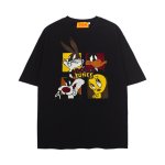 画像1: unisex Looney Tunes Bugs Bunny Box Embroidery Short Sleeve T-Shirt  ルーニーテューンズ .バックスバニーボックス 刺繍 半袖ラウンドネック Tシャツ ユニセックス 男女兼用 (1)