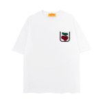 画像1: unisex Pocket cherry embroidery Short Sleeve T-Shirt  チェリー刺繍ポケット 半袖ラウンドネック Tシャツ ユニセックス 男女兼用 (1)