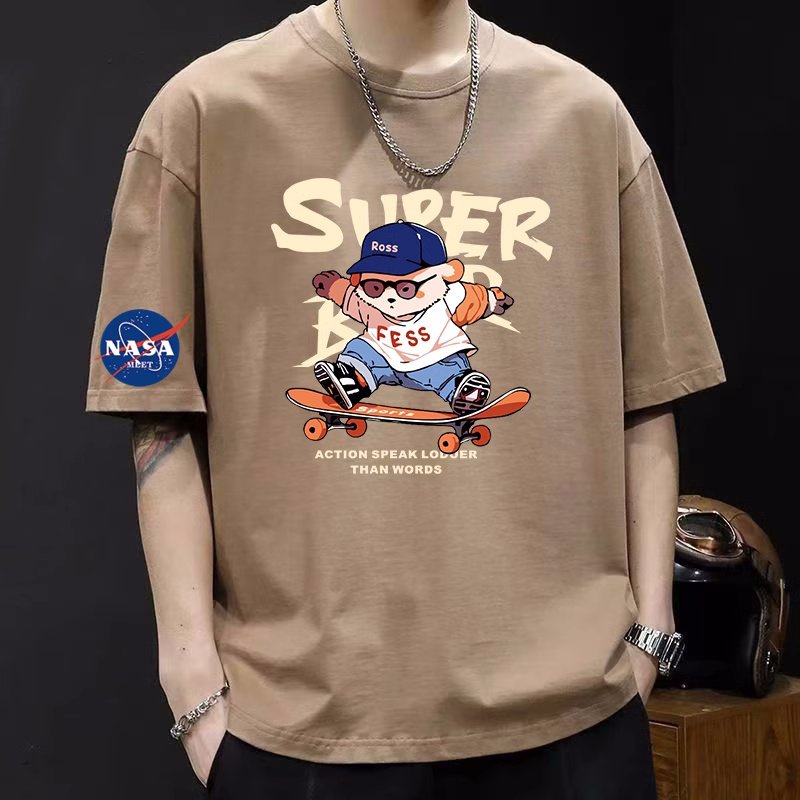 画像7: unisex NASA x Skater BearPrint Short Sleeve T-Shirt  　　NASA×スケーターベアプリント 半袖ラウンドネック Tシャツ ユニセックス 男女兼用 (7)