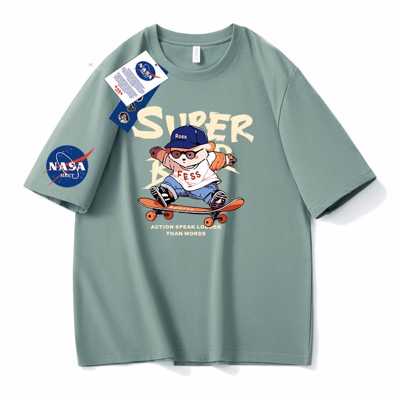 画像2: unisex NASA x Skater BearPrint Short Sleeve T-Shirt  　　NASA×スケーターベアプリント 半袖ラウンドネック Tシャツ ユニセックス 男女兼用 (2)