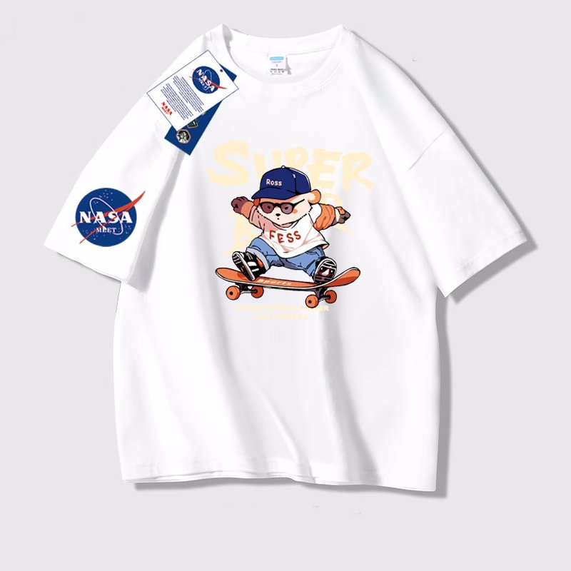 画像6: unisex NASA x Skater BearPrint Short Sleeve T-Shirt  　　NASA×スケーターベアプリント 半袖ラウンドネック Tシャツ ユニセックス 男女兼用 (6)