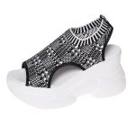 画像1: Thick sole wedge heel flying woven knit sandals　厚底ウェッジヒールフライング織りニットサンダルスニーカー (1)