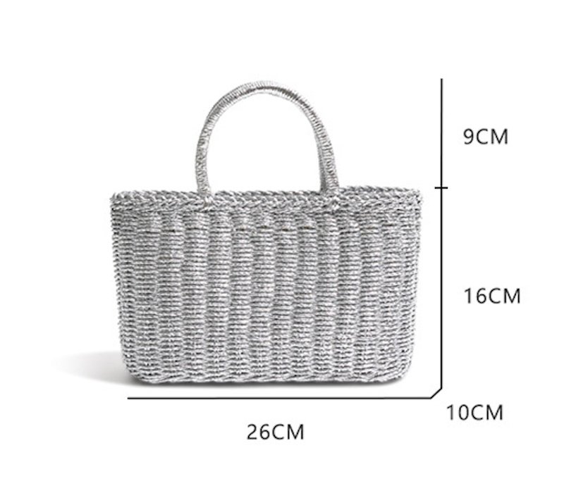 画像4: Incense Woven Silver Tote Basket Bag　 インセンス織りシルバートートバスケットかご籠バッグ (4)