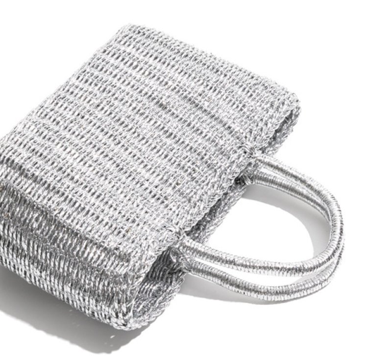 画像3: Incense Woven Silver Tote Basket Bag　 インセンス織りシルバートートバスケットかご籠バッグ (3)