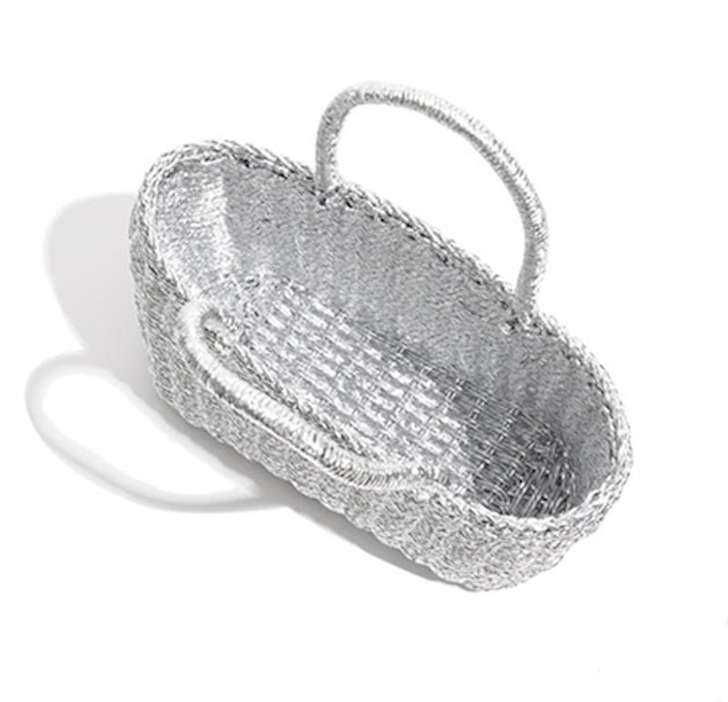 画像2: Incense Woven Silver Tote Basket Bag　 インセンス織りシルバートートバスケットかご籠バッグ (2)