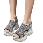 画像4: Thick sole wedge heel flying woven knit sandals　厚底ウェッジヒールフライング織りニットサンダルスニーカー (4)
