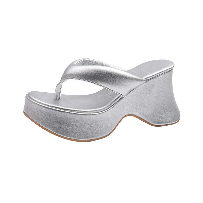 画像3: Thick-soled platform thong leather sandal slippers 厚底プラットフォームトングレザーサンダルスリッパ (3)