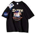 画像1: unisex NASA x Skater BearPrint Short Sleeve T-Shirt  　　NASA×スケーターベアプリント 半袖ラウンドネック Tシャツ ユニセックス 男女兼用 (1)