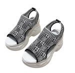 画像2: Thick sole wedge heel flying woven knit sandals　厚底ウェッジヒールフライング織りニットサンダルスニーカー (2)