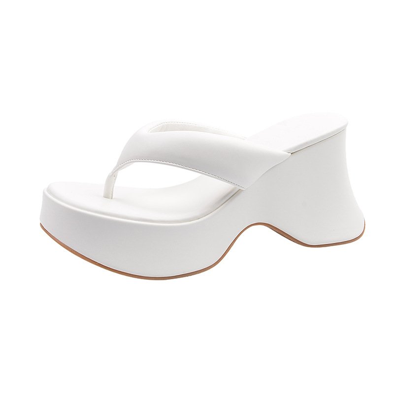 画像2: Thick-soled platform thong leather sandal slippers 厚底プラットフォームトングレザーサンダルスリッパ (2)