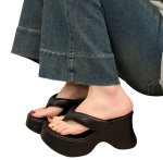 画像5: Thick-soled platform thong leather sandal slippers　厚底プラットフォームトングレザーサンダルスリッパ (5)