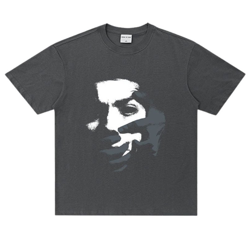 画像2: unisex Handshake & Face Print  Print Oversized Short Sleeve T-Shirt  　ハンドシェイク&フェイスプリント オーバーサイズ半袖ラウンドネック Tシャツ ユニセックス 男女兼用 (2)