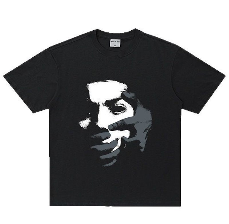 画像1: unisex Handshake & Face Print  Print Oversized Short Sleeve T-Shirt  　ハンドシェイク&フェイスプリント オーバーサイズ半袖ラウンドネック Tシャツ ユニセックス 男女兼用 (1)