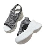 画像3: Thick sole wedge heel flying woven knit sandals　厚底ウェッジヒールフライング織りニットサンダルスニーカー (3)