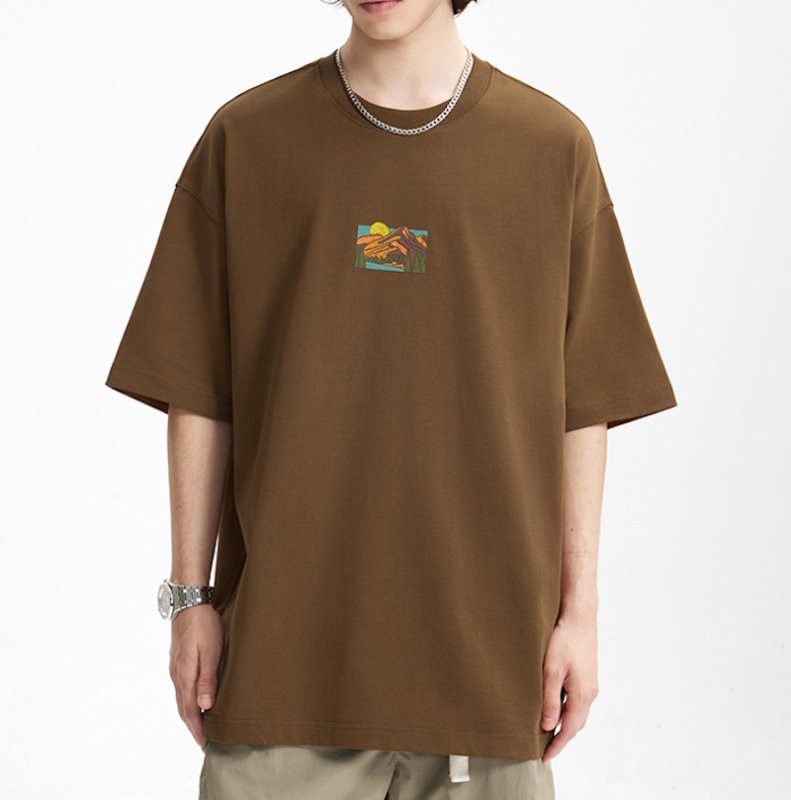 画像6: unisex  mounted embroidery Short Sleeve T-Shirt  　マウンテン 山刺繍 半袖ラウンドネック Tシャツ ユニセックス 男女兼用 (6)