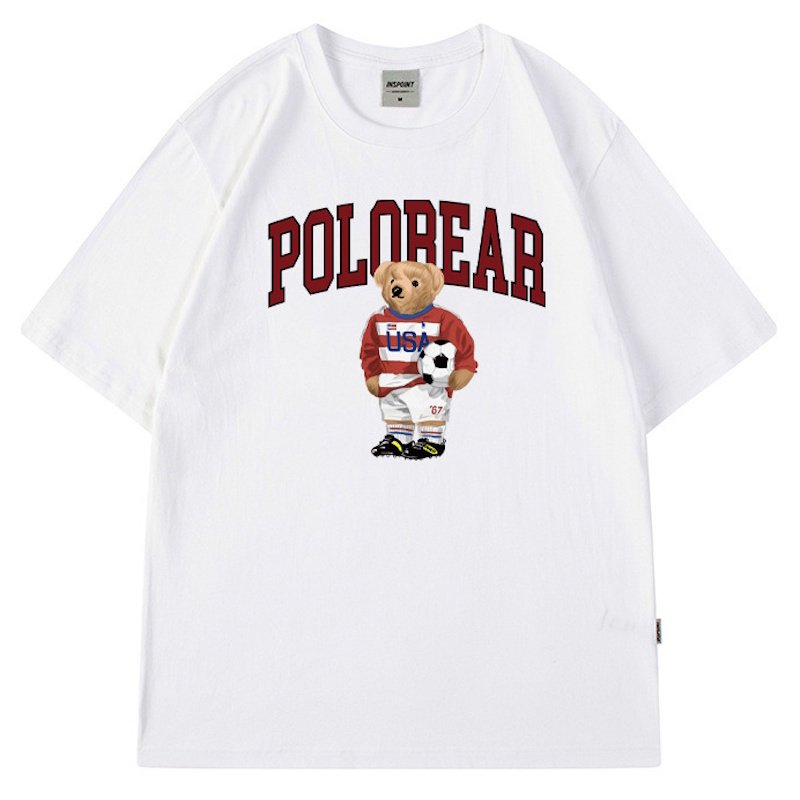 画像1: unisex POLO BEAR print Short Sleeve T-Shirt 　POLO BEAR printポロベアプリント 半袖ラウンドネック Tシャツ ユニセックス 男女兼用 (1)