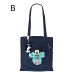 画像2: Mickey Mouse embroidered denim shoulder tote bag 　ミッキーマウス刺繍デニムショルダートートバッグ (2)