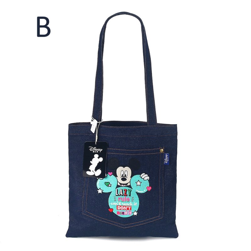 画像2: Mickey Mouse embroidered denim shoulder tote bag 　ミッキーマウス刺繍デニムショルダートートバッグ (2)