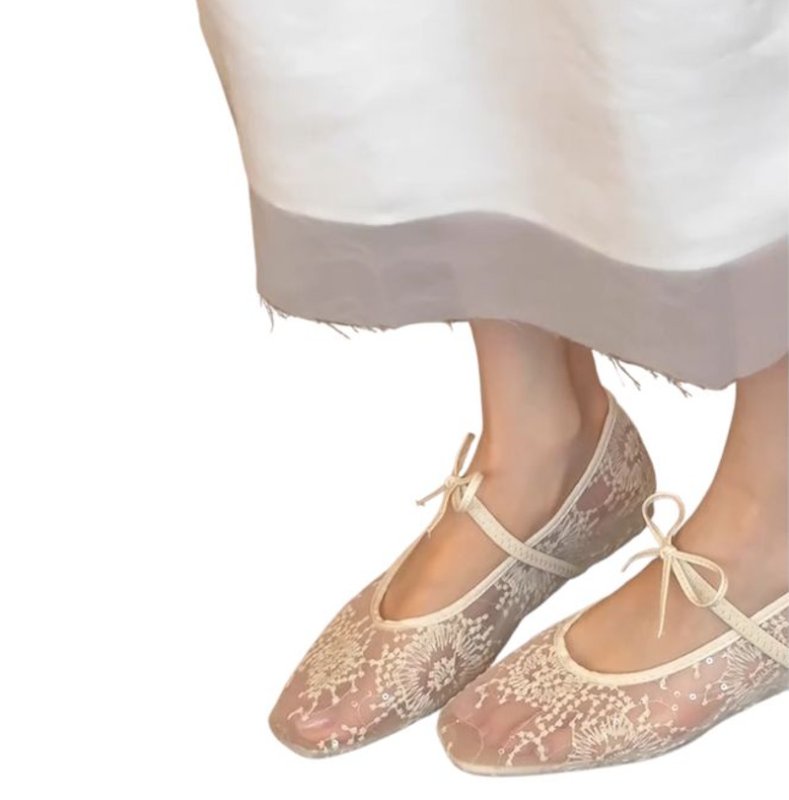 画像6: Women’s Mary Jane style lace flat pumps Shoes  　メリージェーン風スタイルレースフラットパンプス (6)