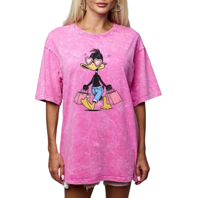 画像5: Oversized vintage tweety print round neck short sleeve T-shirt Pink Y2K ユニセックス男女兼用 ヴィンテージ風 トゥイーティープリント オーバーサイズラウンドネック半袖 Tシャツ (5)
