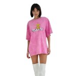 画像1: Oversized vintage tweety print round neck short sleeve T-shirt Pink Y2K ユニセックス男女兼用 ヴィンテージ風 トゥイーティープリント オーバーサイズラウンドネック半袖 Tシャツ (1)