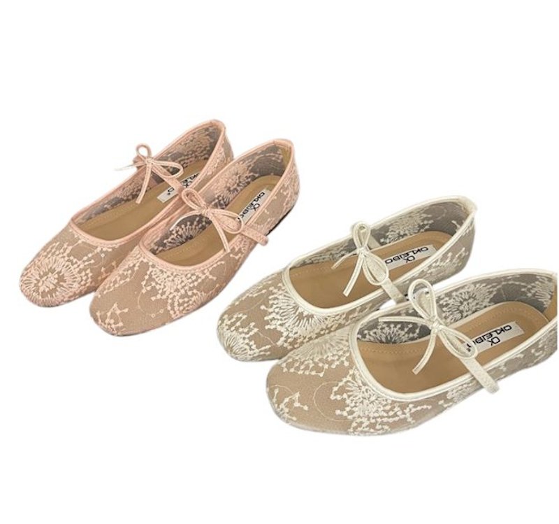 画像2: Women’s Mary Jane style lace flat pumps Shoes  　メリージェーン風スタイルレースフラットパンプス (2)