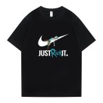 画像1: unisex JUST RICK IT letter logo & Rick Short Sleeve T-Shirt 　JUST RICK ITレターロゴ＆リック 半袖ラウンドネック Tシャツ ユニセックス 男女兼用 (1)