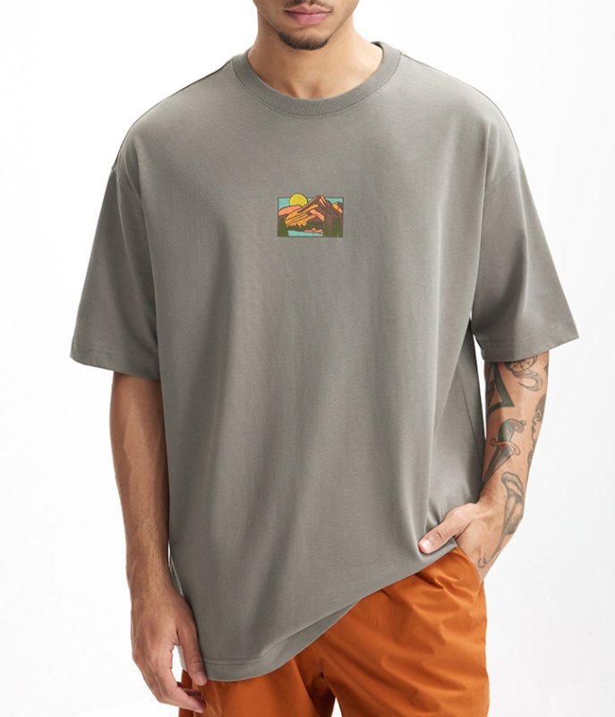 画像5: unisex  mounted embroidery Short Sleeve T-Shirt  　マウンテン 山刺繍 半袖ラウンドネック Tシャツ ユニセックス 男女兼用 (5)