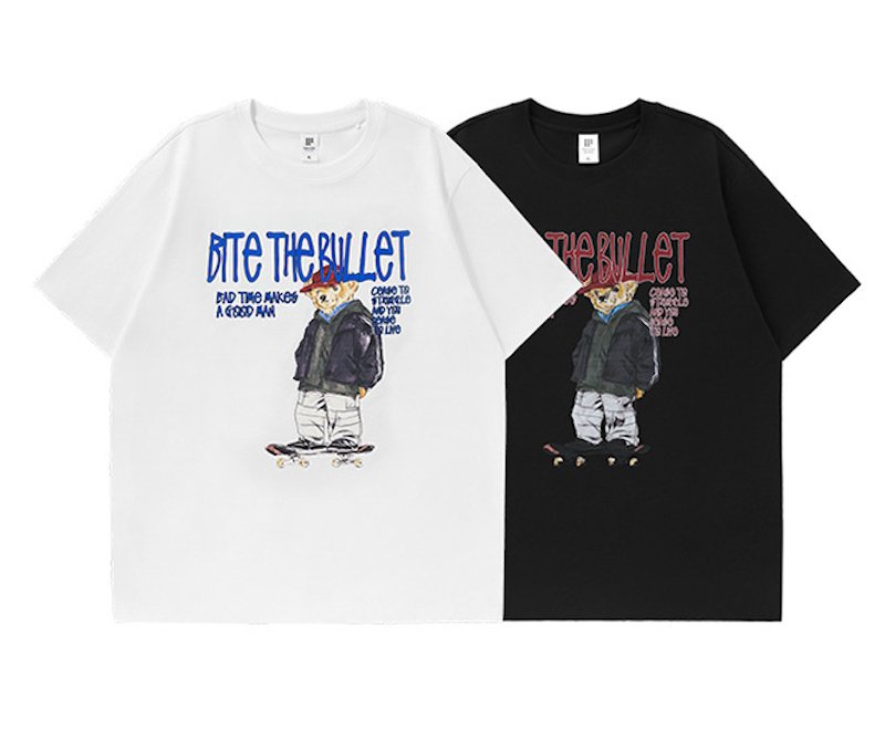 画像3: unisex Roller Skating Bear  Short Sleeve T-Shirt  　ローラースケートベア熊半袖ラウンドネック Tシャツ ユニセックス 男女兼用 (3)