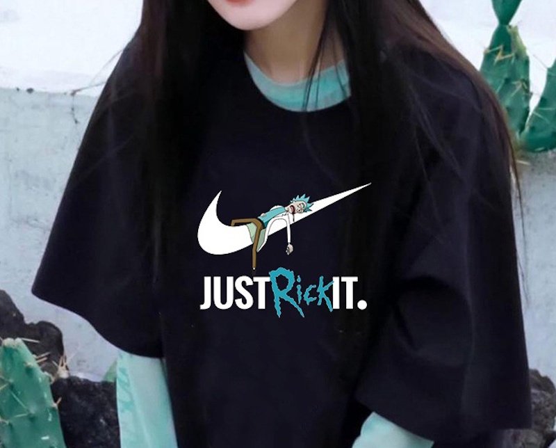 画像3: unisex JUST RICK IT letter logo & Rick Short Sleeve T-Shirt 　JUST RICK ITレターロゴ＆リック 半袖ラウンドネック Tシャツ ユニセックス 男女兼用 (3)