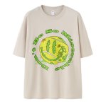 画像1: unisex Circle logo & plant smile Short Sleeve T-Shirt サークルロゴ＆プランツ植物スマイル 半袖ラウンドネック Tシャツ ユニセックス 男女兼用 (1)