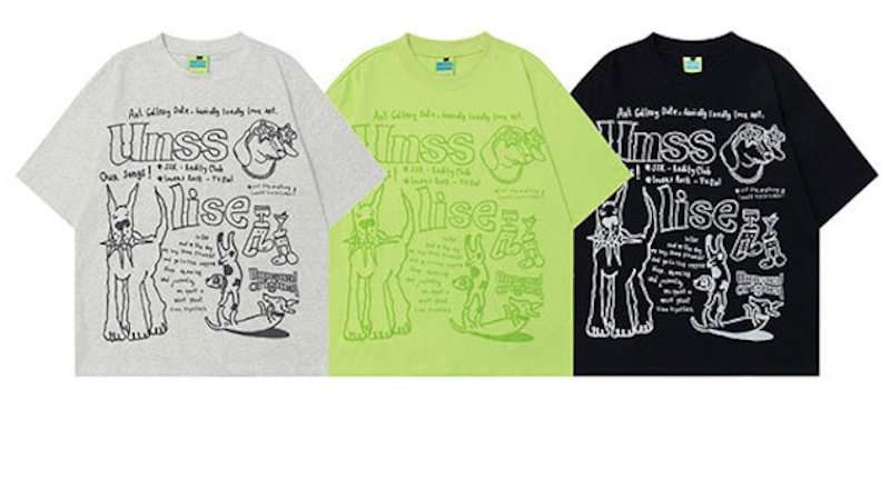 画像7: unisex Hip Hop Graffiti Puppy Print Short Sleeve T-Shirt  　ヒップホップグラフィティパピー子犬　プリント 半袖ラウンドネック Tシャツ ユニセックス 男女兼用 (7)