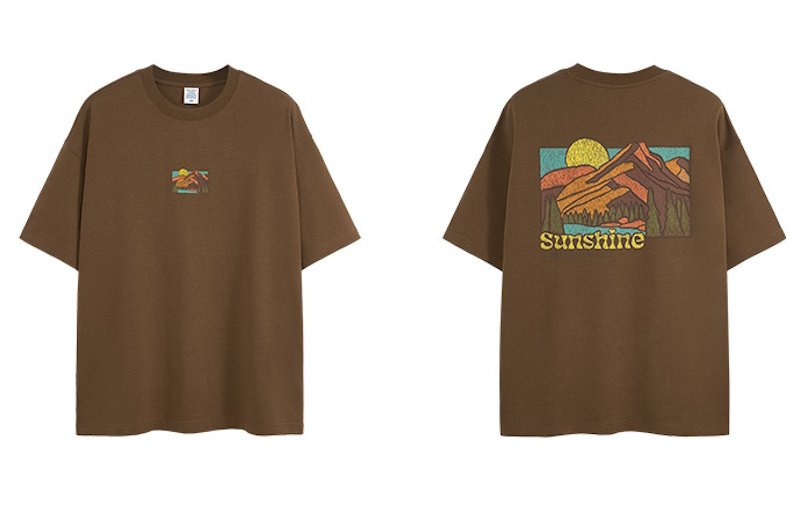 画像2: unisex  mounted embroidery Short Sleeve T-Shirt  　マウンテン 山刺繍 半袖ラウンドネック Tシャツ ユニセックス 男女兼用 (2)