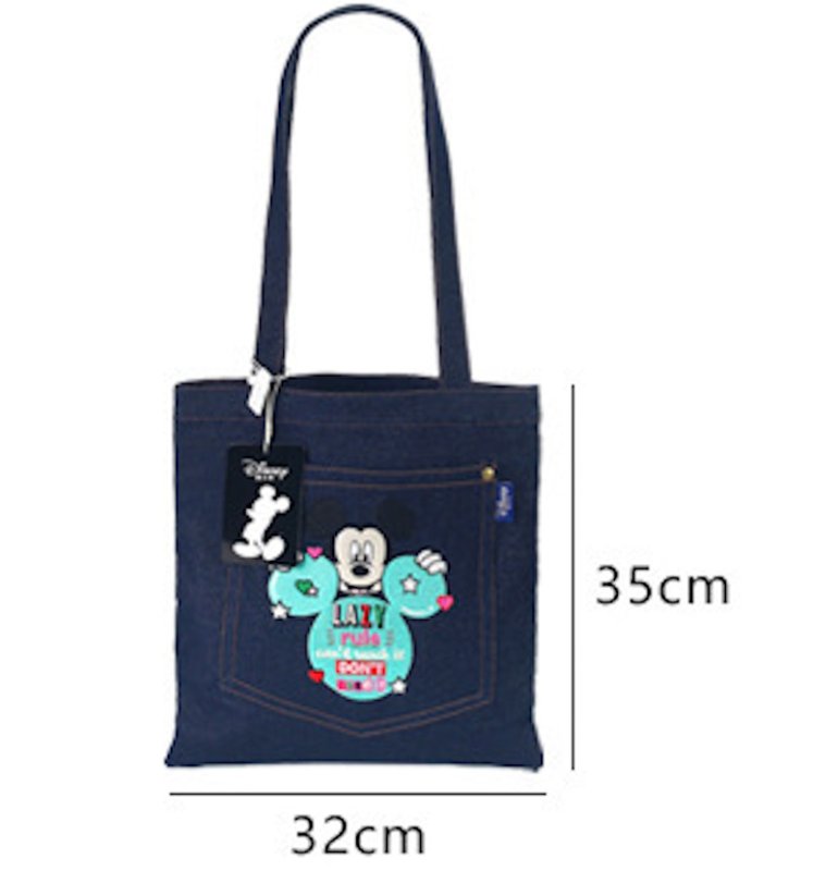 画像6: Mickey Mouse embroidered denim shoulder tote bag 　ミッキーマウス刺繍デニムショルダートートバッグ (6)