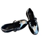 画像1: Women's Round Head Mary Jane Lace Up Ballet Shoes Sneakers Pumps Shoes　 メリージェーンフレンチレースアップレザーバレースニーカーバレリーナシューズ (1)