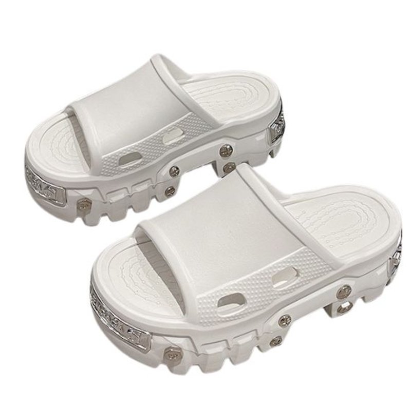 画像2: Unisex Thick sole rivet hole sandal shoes  プラットフォーム厚底金具t付きリベットホールサンダルシューズ 男女兼用サイズ (2)