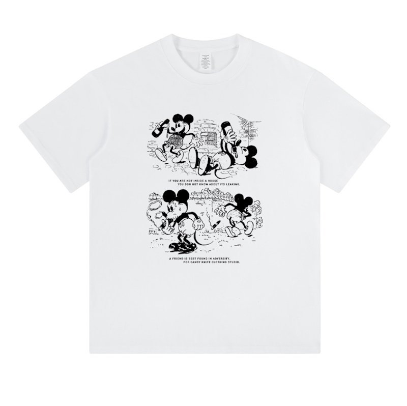 画像3: Unisex drunk mickey mouse print Short Sleeve T-Shirt 　ドランクミッキーマウスプリント 半袖ラウンドネック Tシャツ ユニセックス 男女兼用 (3)