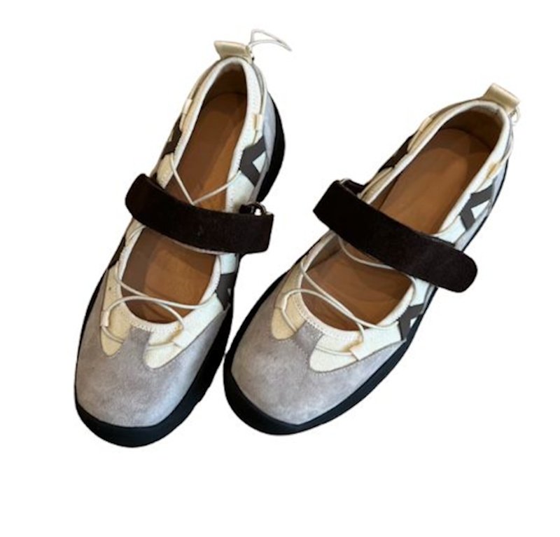画像3: Women's Lace-up bicolor leather ballet sneakers　 レースアップバイカラーレザーバレースニーカーバレリーナシューズシューズ (3)