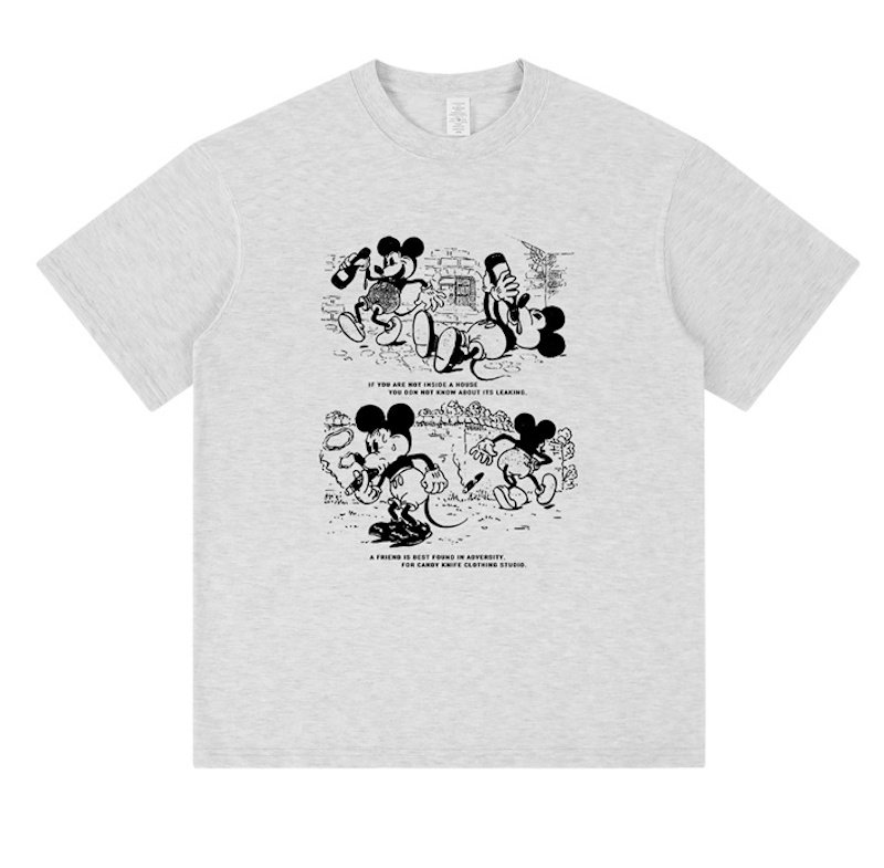 画像2: Unisex drunk mickey mouse print Short Sleeve T-Shirt 　ドランクミッキーマウスプリント 半袖ラウンドネック Tシャツ ユニセックス 男女兼用 (2)
