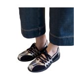 画像4: Women's Round Head Mary Jane Lace Up Ballet Shoes Sneakers Pumps Shoes　 メリージェーンフレンチレースアップレザーバレースニーカーバレリーナシューズ (4)