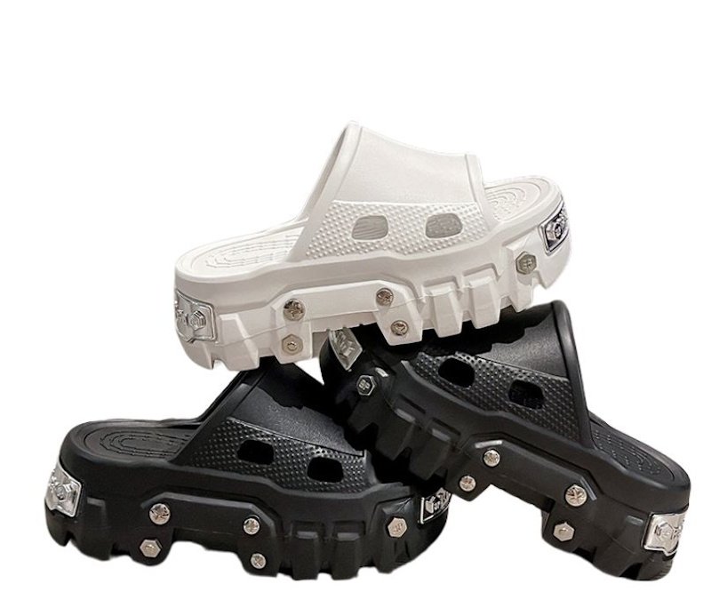 画像4: Unisex Thick sole rivet hole sandal shoes  プラットフォーム厚底金具t付きリベットホールサンダルシューズ 男女兼用サイズ (4)