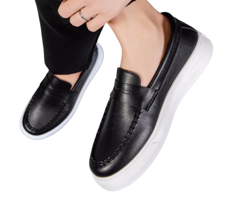 画像6: British Style Leather Loafer Moccasins  男女兼用 ブリティッシュレザー厚底ローファー スリッポンモカシンシューズ (6)
