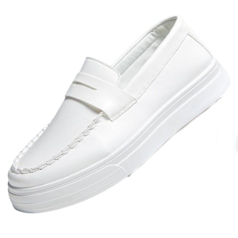 画像2: British Style Leather Loafer Moccasins  男女兼用 ブリティッシュレザー厚底ローファー スリッポンモカシンシューズ (2)