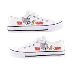 画像1: Unisex Tom and Jerry Painted Lace-up Canvas Sneakers　 ユニセックス 男女兼用  トム＆ジェリーペイントキャンバスレースアップスニーカー (1)