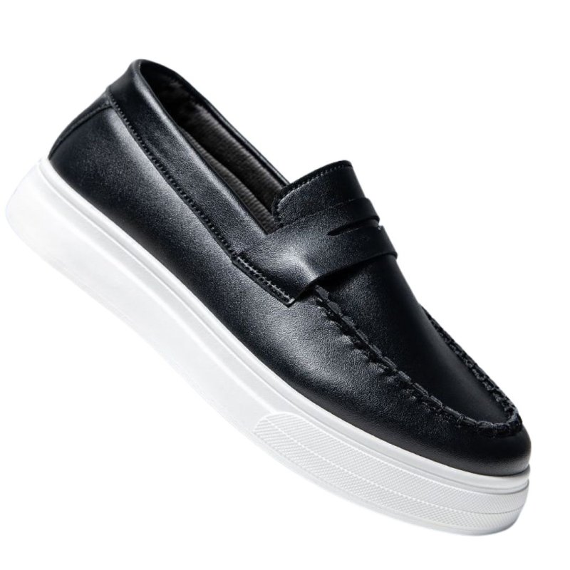 画像4: British Style Leather Loafer Moccasins  男女兼用 ブリティッシュレザー厚底ローファー スリッポンモカシンシューズ (4)