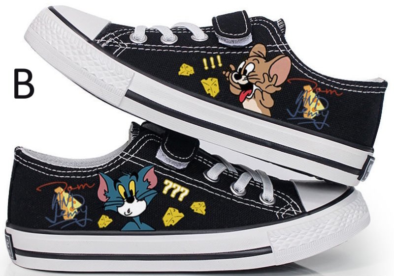 画像5: Unisex Tom and Jerry Canvas Lace-Up & Velcro Sneakers  ユニセックス 男女兼用  トム&ジェリー&キャンバスベルクロ&レースアップスニーカー (5)
