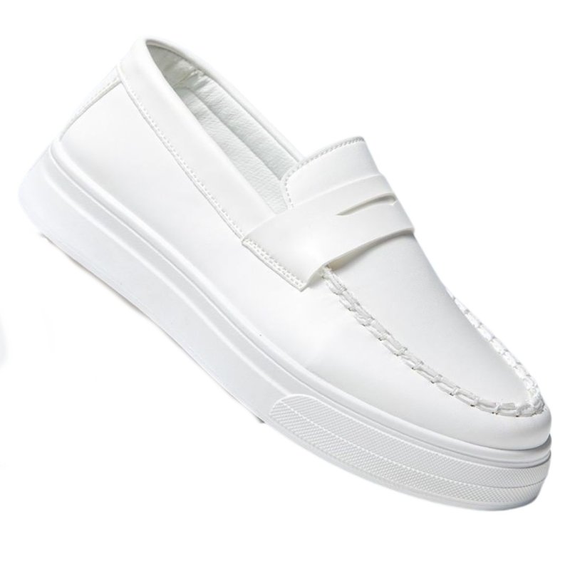 画像5: British Style Leather Loafer Moccasins  男女兼用 ブリティッシュレザー厚底ローファー スリッポンモカシンシューズ (5)
